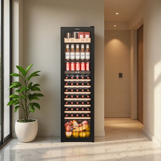 Bacchus red wine cabinet ice bar 75 bottles thermostatic cabinet embedded home wine cellar-level wine cabinet multi-functional constant humidity refrigerator air-cooled frost-free single door dual-temperature wine cabinet YC-208B