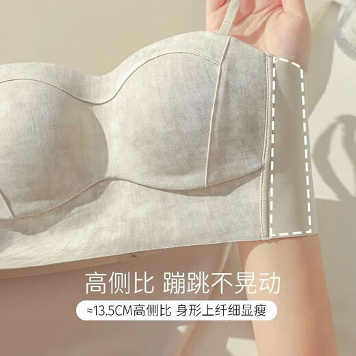 New style seamless small breast push-up underwear, feminine and comfortable, large tube top, anti-exposure, stylish bra, black + mocha brown, one size fits all 70B