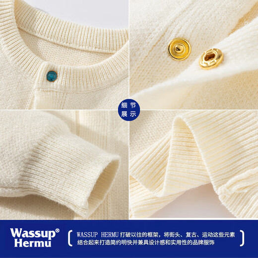 WASSUP HERMU Official Sweater Men's Autumn and Winter Korean Style Lazy Style Casual Cardigan Jacket Business Youth Commuting Sweater Gray XL (Recommended 120-150 Jin Jin equals 0.5 kg)