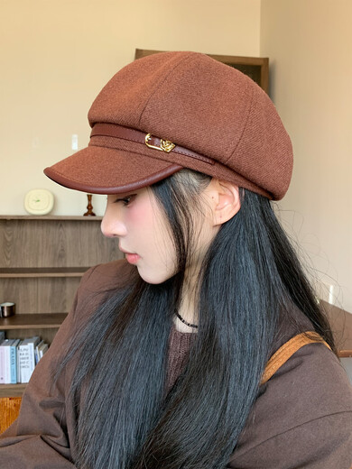 Xiaohongshu's hot style Japanese retro literary style black duck beret for women, casual and versatile, temperament and face, Xiaoba, black (55-59cm), one size fits all