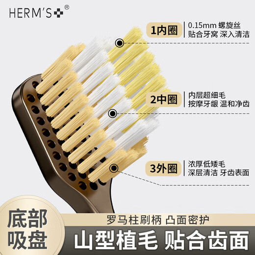 HERM S Sam's same third generation mountain-shaped brush head suction cup toothbrush soft bristles adult cleaning triple transplanted convex surface Sam suction cup convex surface toothbrush 10 pieces