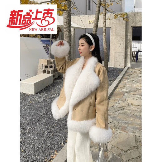 Jingxun haining mink fur 2025 Новый хэинский мех лисы интегрирован плюс бархатный утолщенный выдр кролика кролика, меховое покрытие наружное норковое покрытие молодого стиля синий S_90-105Jin [Jin равняется 0,5 кг]