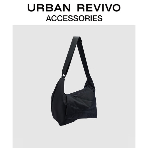 URBAN REVIVO2025秋季新款女户外休闲大容量斜挎包UAJB50015 黑色