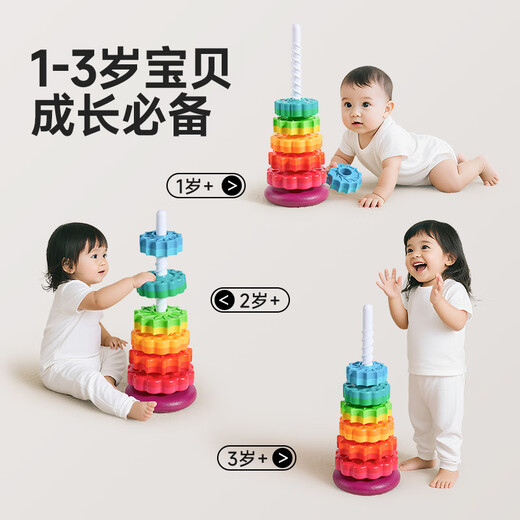 Leleyu (leleyu) early education children's toy rainbow stacking circle 1-3 years old baby educational boy and girl birthday gift