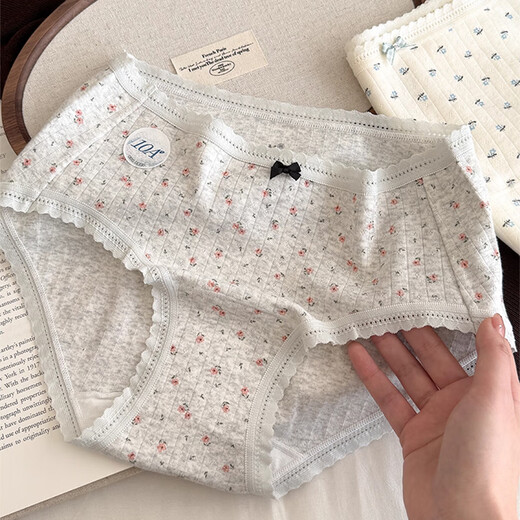 FitonTon underwear women's pure cotton 10A antibacterial crotch sweet floral girl underwear triangle shorts 4 pairs