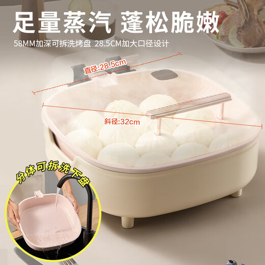 Электрическая форма для выпечки Royalstar, бытовой двусторонний нагрев, новая керамическая форма для выпечки с 0 фтором, электрическая стойка для выпечки, съемная и моющаяся, увеличение глубины, многофункциональная форма для блинов, многофункциональная машина для завтрака, углубленная керамическая форма для выпечки с 0 фтором, съемная и моющаяся нижняя пластина + крышка паровой решетки