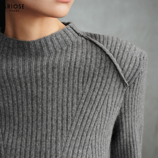 Enos Eshi shopping mall same style 2025 winter new style 100% sheep wool half turtleneck sweater for women 41018005 smoke gray L