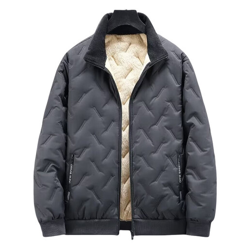 Jacket for work, men's winter warm cotton coat, wear-resistant, dirt-resistant, cold-proof, plus velvet, thickened work sherpa jacket, black XL recommended 115-130 Jin Jin equals 0.5 kg