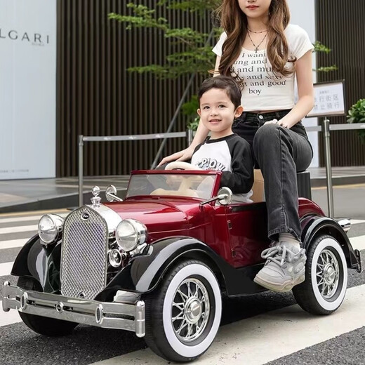 Segas double children's electric car four-wheel stroller baby remote control car children's classic car toy car can sit painted pink + rear tow + 280 yuan 12V12 Chaowei battery 550