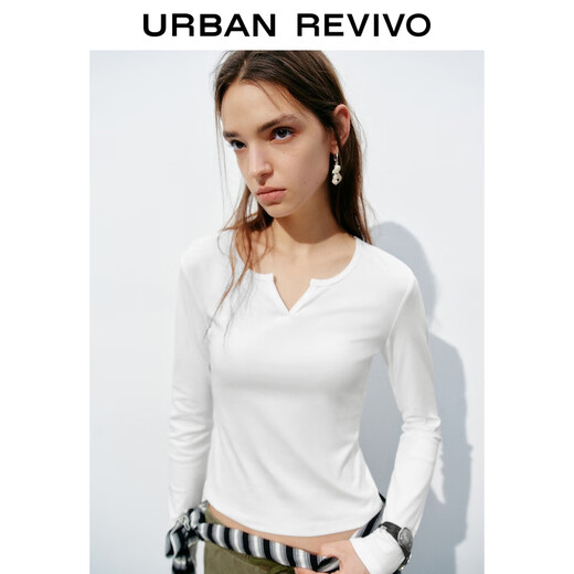 
UR2025 autumn new women's clothing fashionable casual simple basic slim T-shirt UYB450010# This white XL