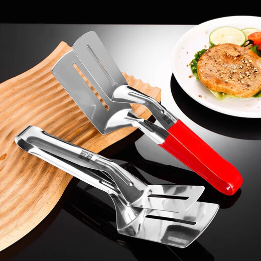 Steamed stainless steel frying spatula clip multifunctional kitchen gadget red spatula