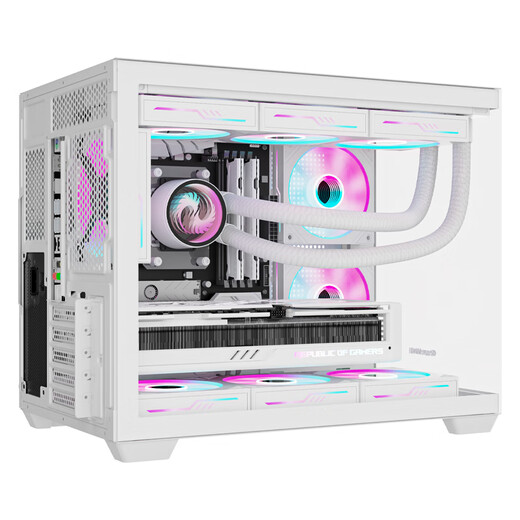 Châssis de salle blanc avec vue sur la mer Great Wall Vision S1W PLUS (carte mère MATX/verre double face/360 positions de refroidissement par eau/9 positions de ventilateur/USB3.0/filtre anti-poussière/carte graphique longue)