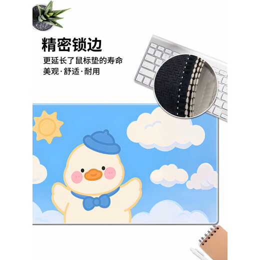 原装适用于可爱鼠标垫女生动漫超大号加厚锁边桌面垫宿舍办公室家用定制桌垫 16759三只小羊 800x400mm x 2mm