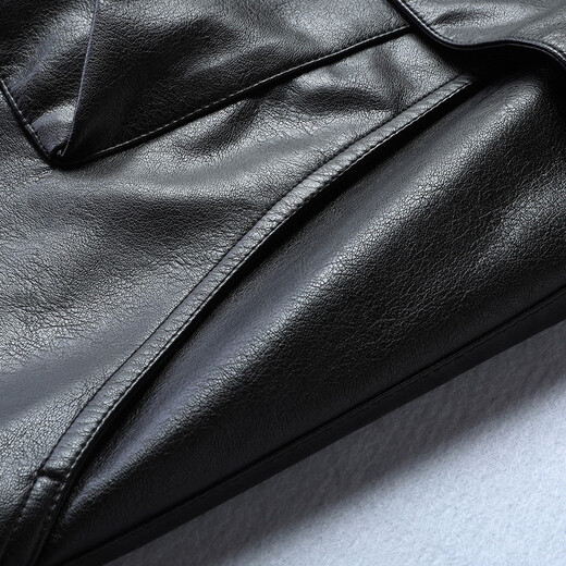 Dibinze plus size men's casual hooded leather jacket autumn fat man loose fashionable leather jacket black 5XL