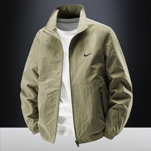 Sports jacket men's winter velvet coat casual top stand collar autumn and winter breathable windproof middle-aged fishing jacket black 3XL 160-175Jin Jin equals 0.5 kg