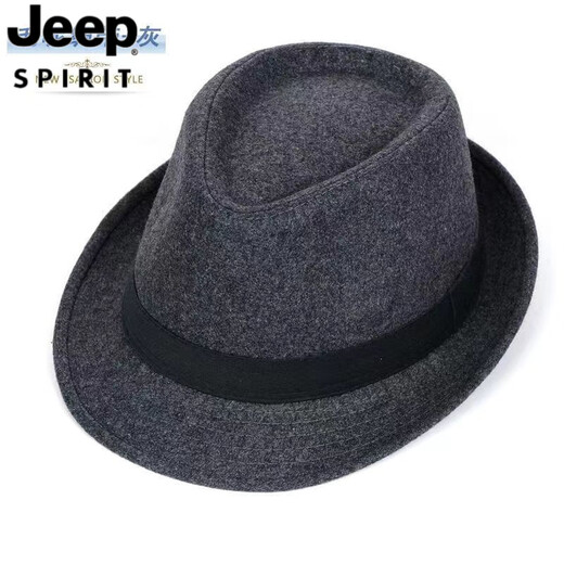 JEEP SPIRIT Top Hat Men's British Gentleman Temperament Old Man Hat Autumn and Winter Top Hat Woolen Top Hat Warm Stage Jazz Hat Middle-aged and Elderly Hat Black/Gentleman Top Hat L (within 57.5-60cm)