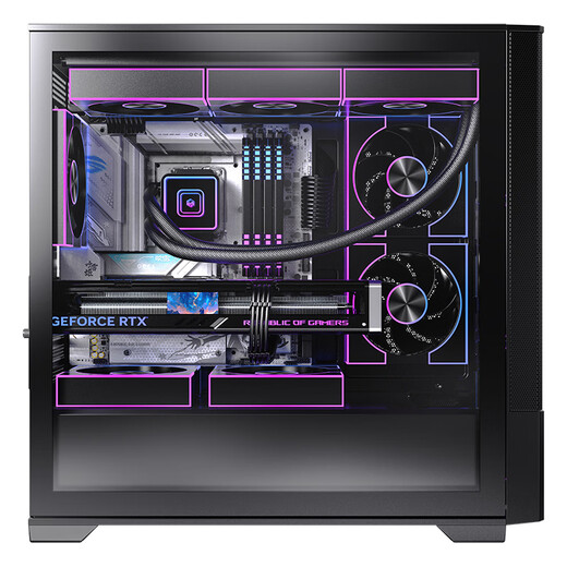 半岛铁盒（PADO）W3黑色游戏电脑台式机主机箱 （11风扇位强散热/360水冷/MATX主板/滑玻侧板/5槽PCIE/兼容5090）