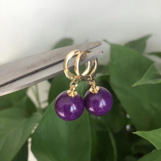 Zhou Runxi Natural South African Shukulai Purple Transfer Beads 18 Earrings Suji Stone Earrings Earrings Earrings Simple Earrings