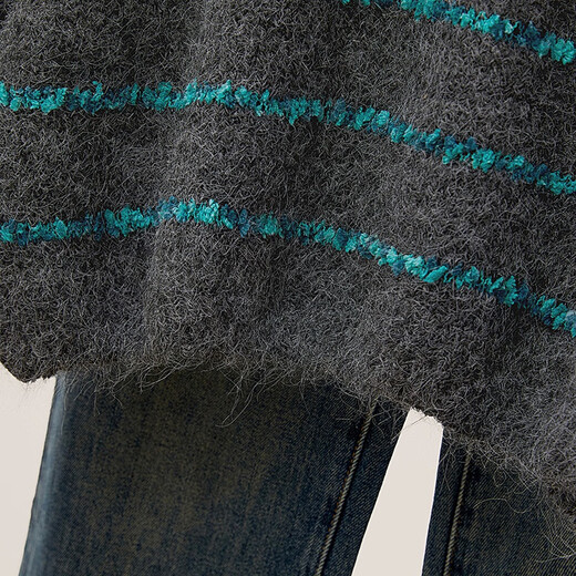 Shechihan Sheep Wool Contrast Color Striped Round Neck Sweater Women's 2026 Spring New Style Dropped Shoulder Sleeve Soft Waxy Top