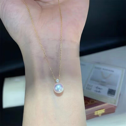 Yingxin 885mm Seawater Pearl Pendant Perfect Round Extremely Bright Princess Diana Flawed Heavenly White Translucent Powder 885mm 925 Silver