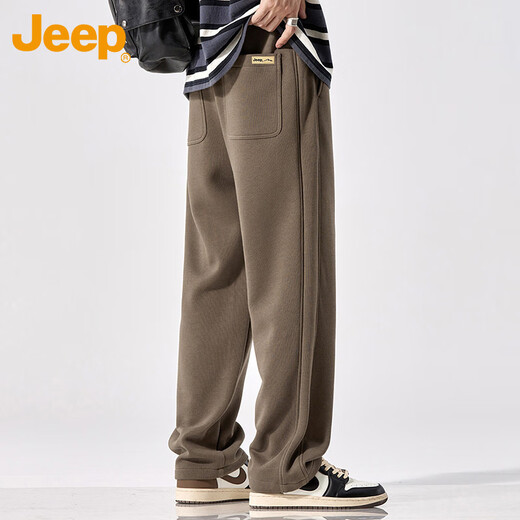Jeep (JEEP) pants men's sweatpants autumn and winter wide-leg casual pants loose straight sports pants men's Khaki XL
