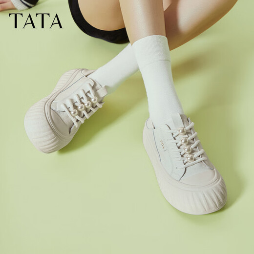 Tata Casual Dicke Sohle Schuhe Frauenschuhe 2025 Sommer CT701BM5 Weiß 38