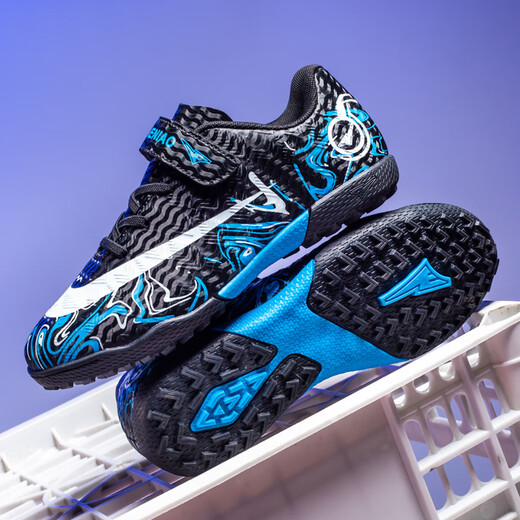 Детские футбольные бутсы Месси для мальчиков и учеников начальной школы, специальные сломанные ногти, профессиональная подготовка Сокола, трава для девочек, C Роналду Убийца, черный и синий 33