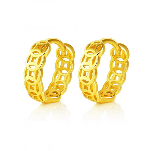 KZD gold store same style copper coin earrings for women, imitation gold color, fashionable light luxury earrings, earrings, jewelry, trendy new products, copper coin earrings, free gift box