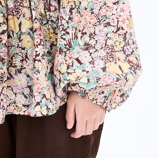 Jnby by JNBY new style Jiangnan Buyi children's clothing long-sleeved shirt lotus leaf collar raglan sleeves loose 25 autumn girls 1P8213530 901/colorful mixed 100 cm