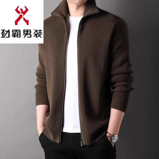 KBXNG Jinba wool knitted cardigan men's autumn and winter new Korean style lapel high-end casual zipper sweater jacket for men black XL 121-140Jin Jin is equal to 0.5 kg