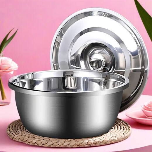Enlarged stainless steel lard basin and basin wash basin household kitchen basin salad basin hot pot egg soup pot 20cm multi-functional multi-purpose basin without cover