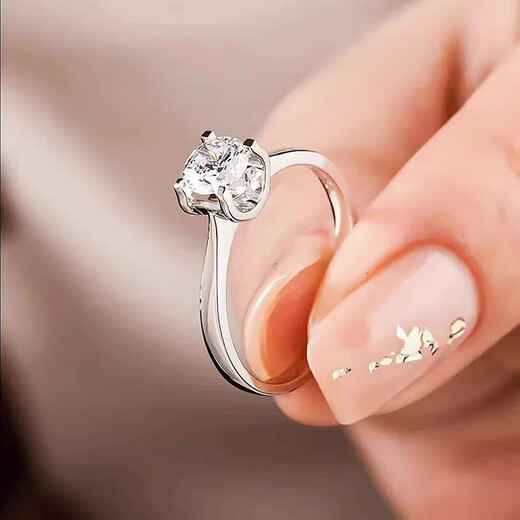 I Do platinum PT950 diamond ring 1 carat classic bull head cultured diamond proposal engagement diamond ring as a gift for girlfriend classic bull head 1 carat diamond opening adjustable