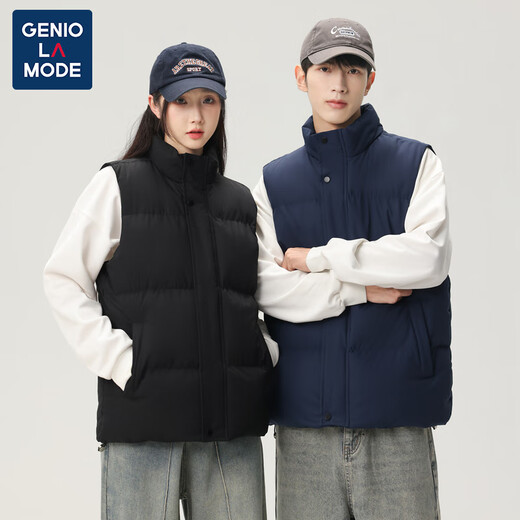 GENIOLAMODE品牌马甲男秋冬季外套男纯色立领坎肩保暖背心休闲棉服外套