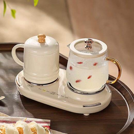 Mi Lixiong health pot all-glass teapot double pot set kettle one-in-one multi-functional mini stew pot small constant temperature pot heating cup ceramic thermos cup birthday Mid-Autumn Festival 0.6L +0.4L double cup health pot gift box office glass stew cup gift for boys and girls teacher best friend practical gift souvenir