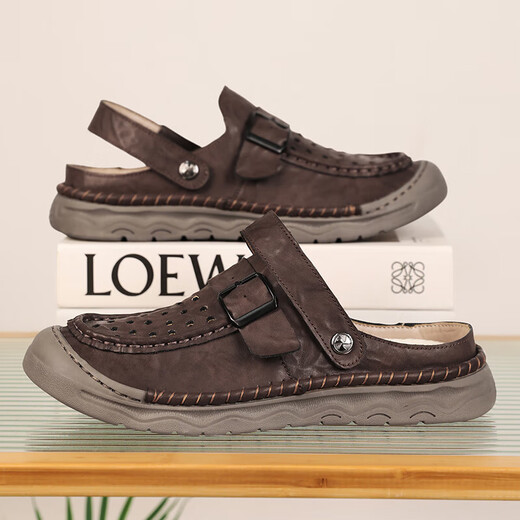 Sandalen Herren trendy Outdoor Sports Kleidung Bag-Toe Casual Schuhe Pantoffeln 2025 Neue Sommer atmungsablöschbare Männer Beachschuhe grau [Mikrofaserleder A673] 45
