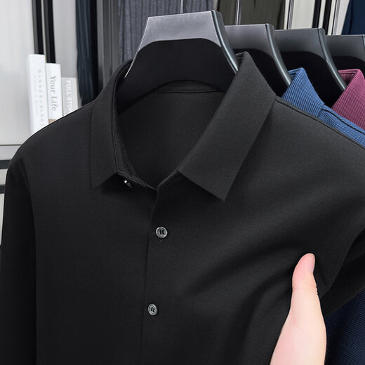 
CEO Yageor men's long-sleeved shirt business casual daddy's suit new anti-wrinkle wool shirt style six G15833 clam blue one size 165/88A