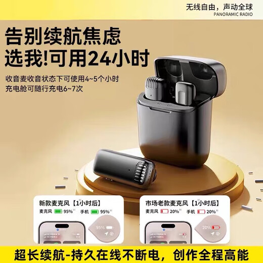 Pengjing Wireless Radio Wheat Lavalier Microphone Collar-type Live Broadcasting Equipment Full Set of Radios for Mobile Phone Short Video Shooting Microphone Mobile Phone Noise Reduction Outdoor Douyin Anchor One to Two Original Apple Interface Lavalier Microphone Suitable for Models Before Apple 15