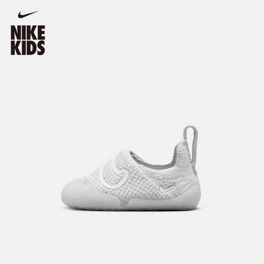 Nike infant and child easy to put on and take off sneakers with Velcro for winter for boys and girls fly knitted NIKE SWOOSH 1 FB3244 002 light silver/sail white/phantom gray/canye gray 21