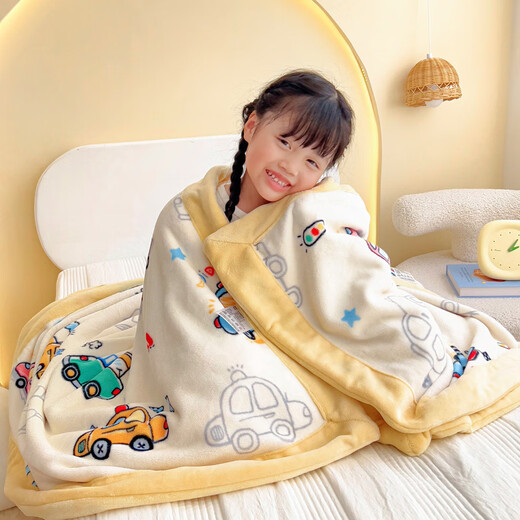 Langsha (langsha) thickened milk velvet children's blanket newborn baby quilt primary school student nap blanket kindergarten nap blanket Happy Fleet Class A mother and baby grade double-sided milk velvet antibacterial and anti-mite 100*120cm soft and skin-friendly warm upgrade