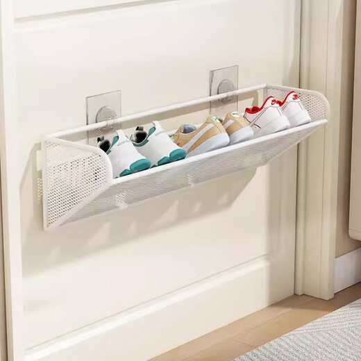 Lin's Boy Shoe Rack Storage Rack Household Door Behind Wall-mounted Storage Artifact Wall Multi-layer Small Shoe Rack Shoe Cabinet No Punching Elegant White_Large Three Layers No Specifications