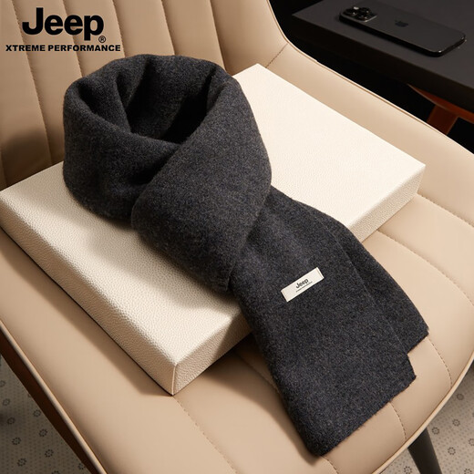 JEEP Jeep Scarf Men's Birthday Gift Gift Box for Boyfriend Winter Warm Knitted Autumn and Winter Scarf Men Dark Gray Gift Box No Specifications