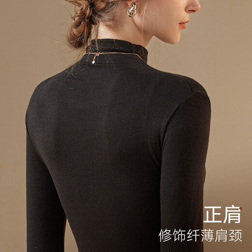 Ropa interior térmica de gatos para mujeres con medio tortuga para el desarrollador a prueba de viento a prueba de viento de resorte interno y otoñal camisa de fondo tibio 2025 nuevo producto