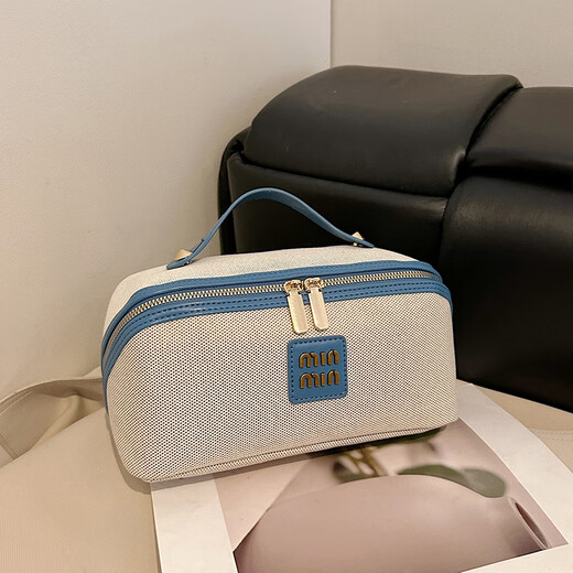 Enjoyment House High-end Cosmetic Bag Large Capacity Travel Cosmetic Storage Bag Portable Outing Toilet Bag with Handle Brown Large Capacity Partition Design