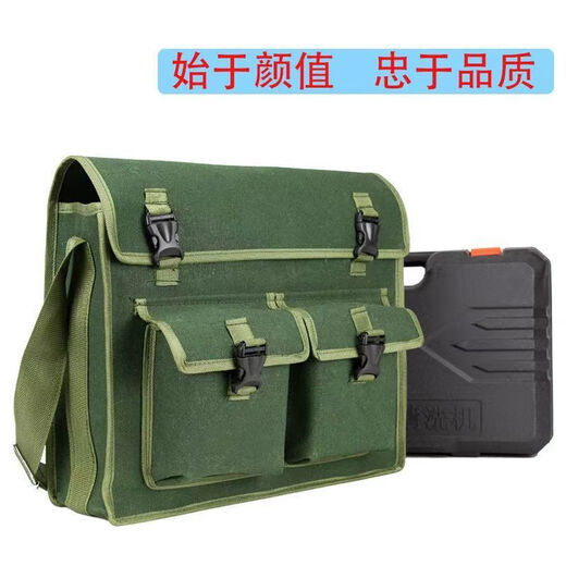Vinoa canvas tool bag electrician bag repair and installation multifunctional canvas carpentry site bag thickened wear-resistant shoulder bag wear-resistant and tear-resistant canvas mini bucket bag 30*26*10m thickened encrypted wear-resistant and tear-resistant canvas
