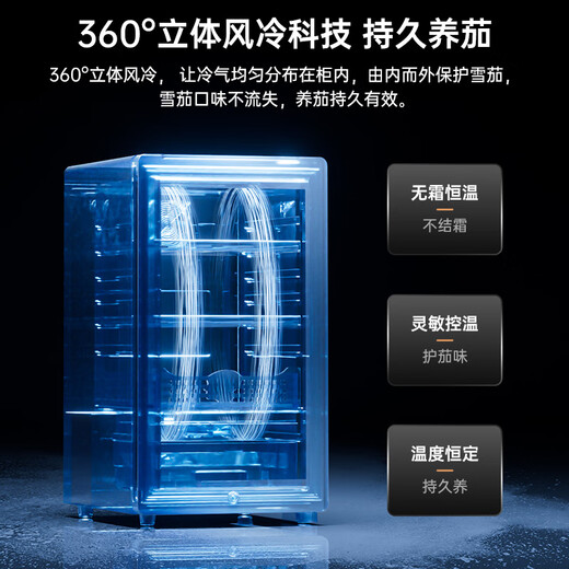 CIGARLOONG 36C cigar cabinet, precise constant temperature and humidity, fashionable curved household mini compressor air-cooled cabinet cigar cabinet, cedar wood shelf, alcohol and constant humidity cigar cabinet, elegant black box, naked maintenance, compressor refrigeration + cedar wood cigar basket