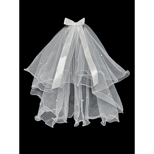 Pang Donglai Quality Veil Получите сертификат и предложения и зарегистрируйте фото реквизит невеста Главный свадебный головной убор ночного рынка. Дети Двойной слой обнаженная вуаль и бусы 40-50 см.