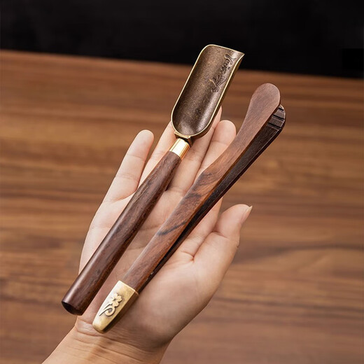 Xiangmanchu Wood Tea Clamp Tea Spoon Tea Set Accessories Tea Towel Tea Knife Tea Spoon Tea Leaf Clamp Tea Tweezer Tea Making Tool Alloy Wood Tea Clamp