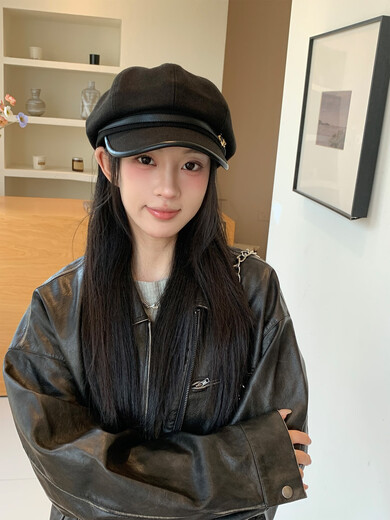 Xiaohongshu's hot style Japanese retro literary style black duck beret for women, casual and versatile, temperament and face, Xiaoba, black (55-59cm), one size fits all