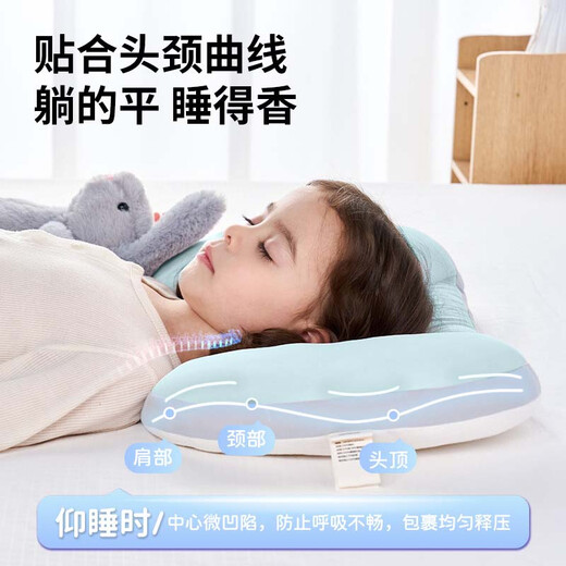 Bei Chuzhong children's pillow 3-6 years old neck pillow 6-12 years old adolescent pillow 15-18 years old primary school students 12 years old - 16 years old Category A T1 segment - blue suitable for 6 months - 3 years old 7A antibacterial maternal and infant grade special pillow for children 1-4-8 years old memory pillow to baby space partition pillow