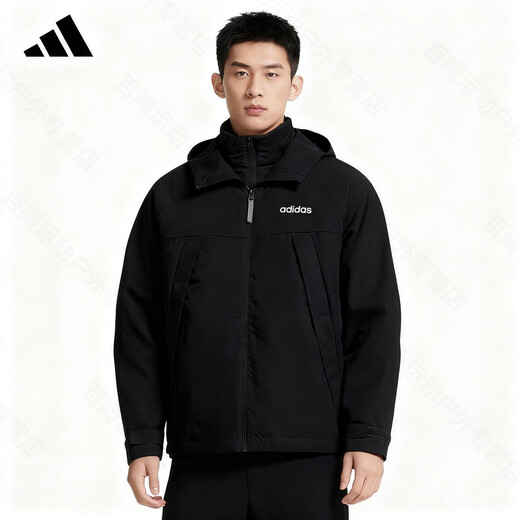 ADIDAS Adidas three-in-one jacket men's and women's autumn and winter new outdoor windproof warm cotton sports jacket black JL8263 counter genuine water-repellent and splash-proof XL